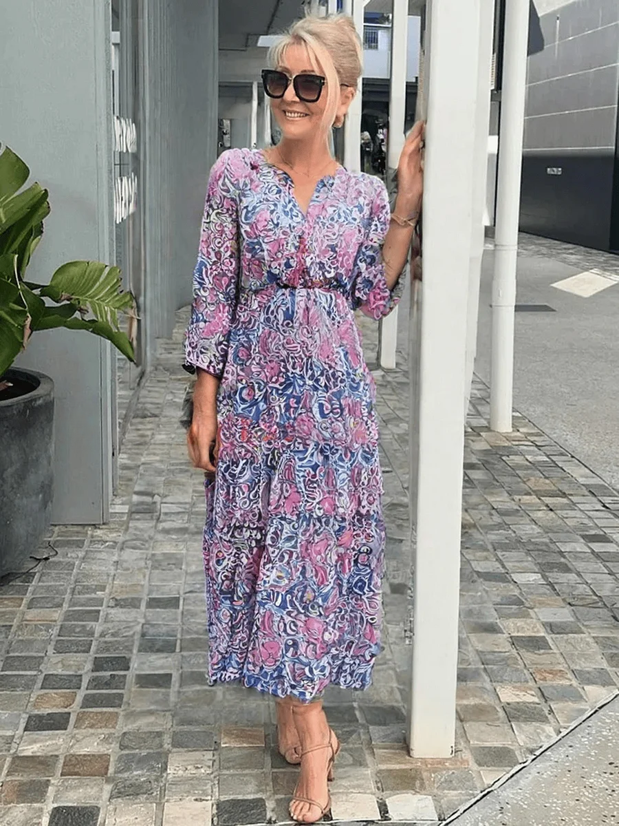 Women's Bohemian Floral Print Maxi Dress