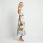 Dames Geplooide Bloemenprint Maxi Jurk