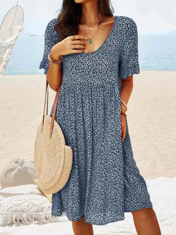 Women's Summer Floral Print Midi Dress