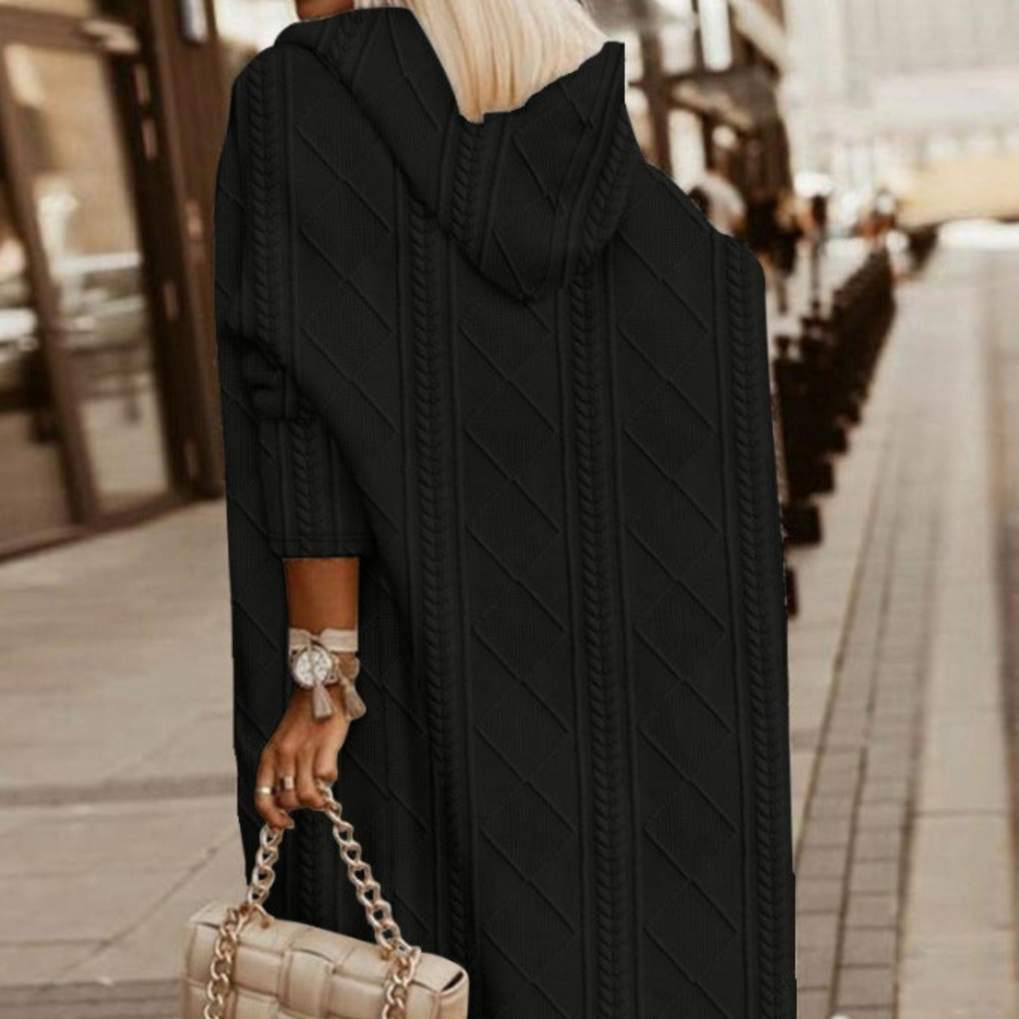 Bailee Vest | Dames Herfst Lange Gebreide Jas met Capuchon