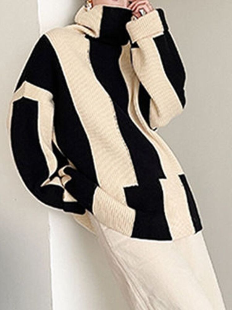 Xandria Jumper | Dames Herfst Hoogsluitende Twee-Tone Jumper