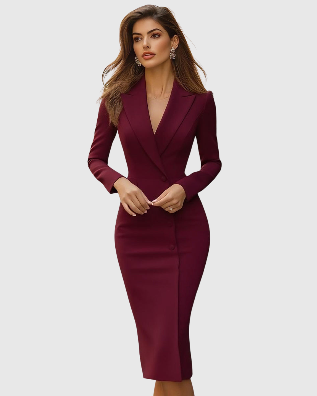 Dames Getailleerde Elegante Midi Jurk