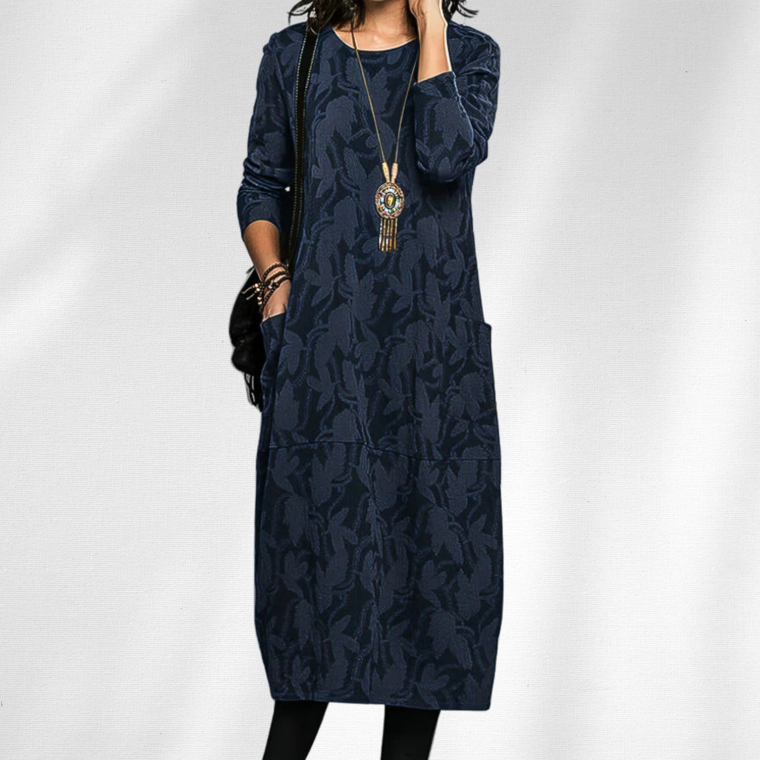 Dames Winter Midi Jurk Lange Mouwen
