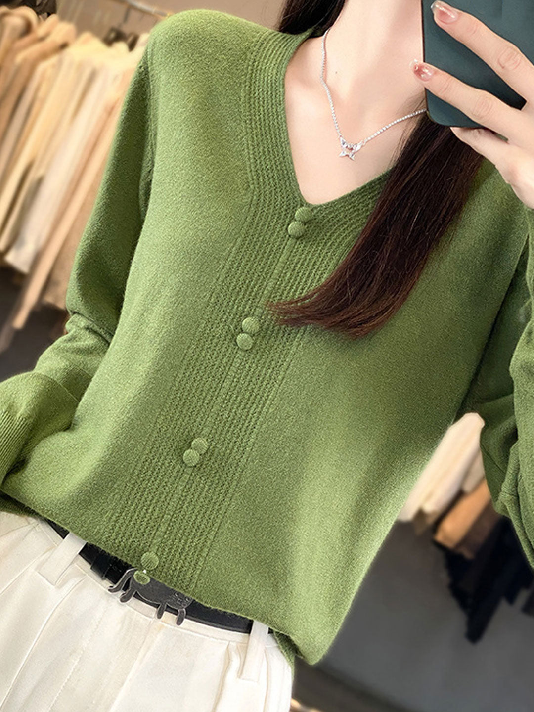 Wrenda-Lynn Trui | Casual V-hals Gebreide Trui
