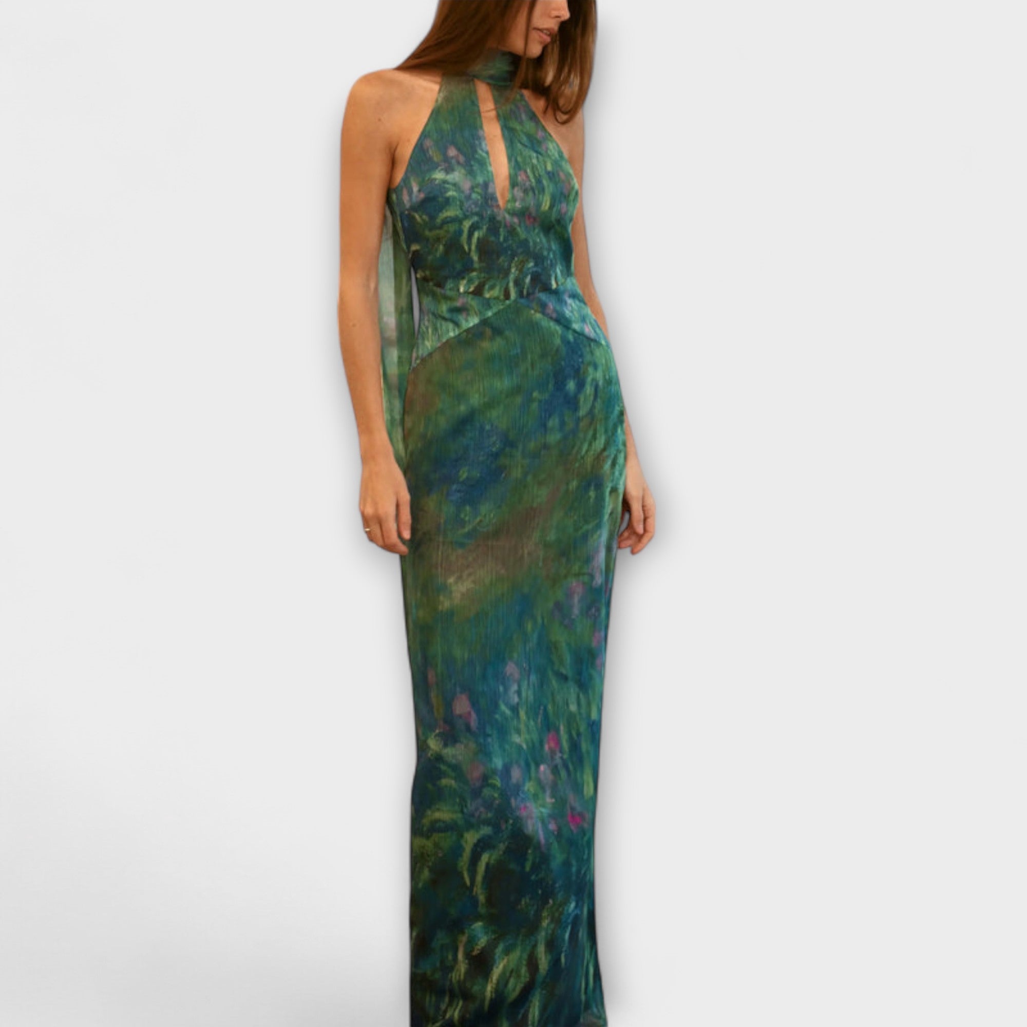 Women's Maxi Dress with Iris Print
