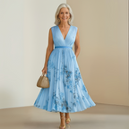 Dames Geplooide Mouwloze Maxi Jurk