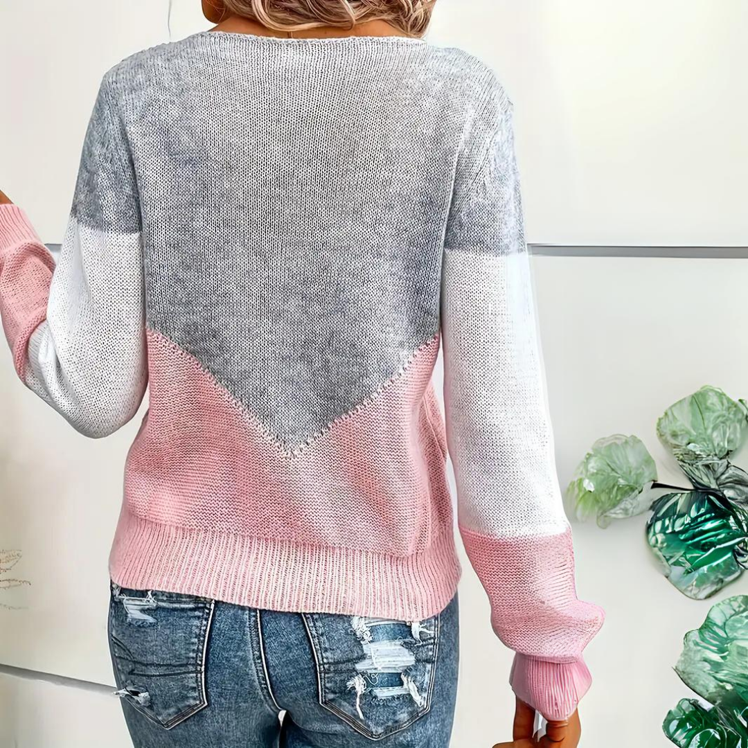Reena Trui | Stijlvolle Color Block Gebreide Trui
