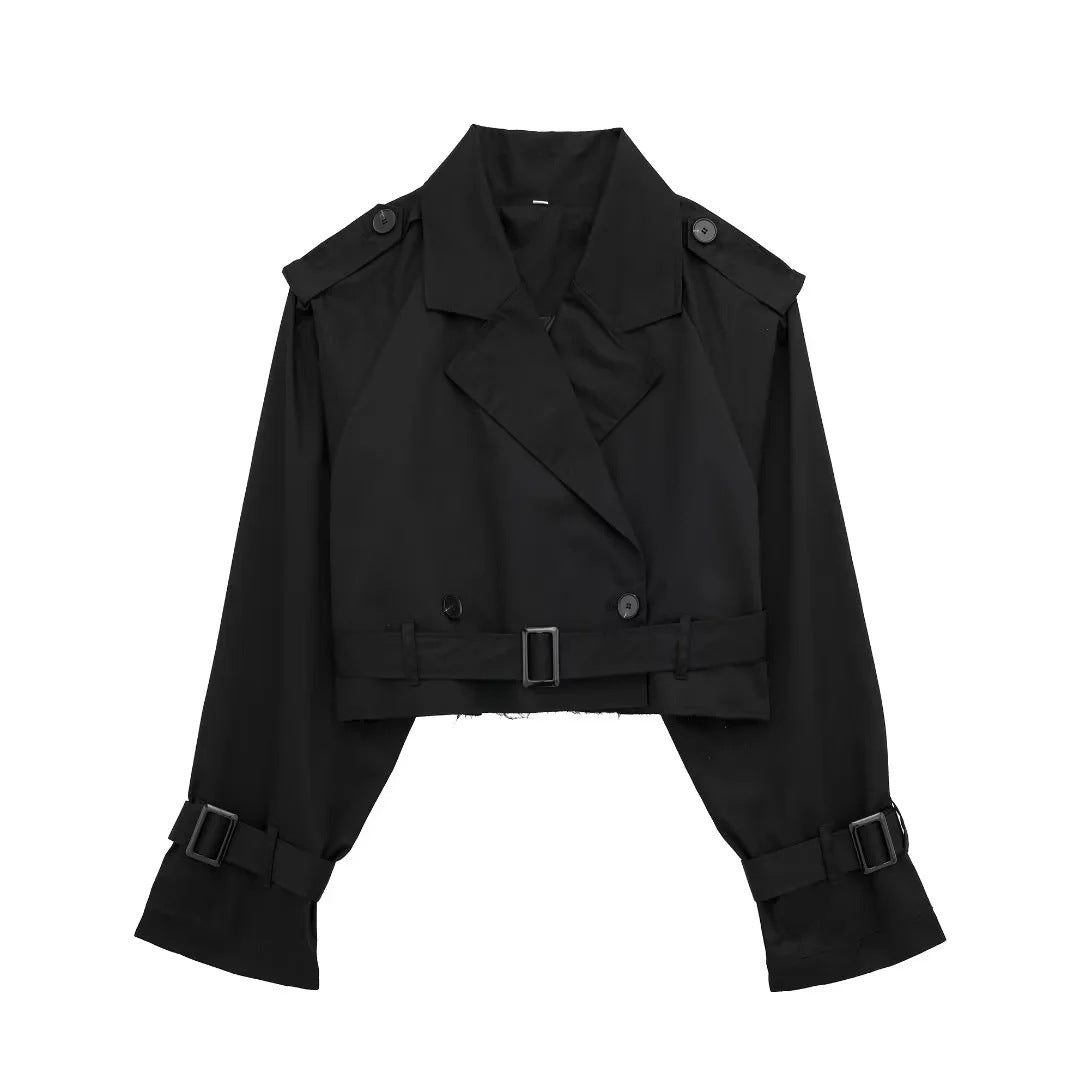 Xosha Trenchcoat | Dames Herfst Cropped Trenchjack
