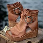 Dames Bohemian Sleehak Sandalen met Gesp