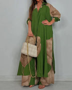 Dames Twee Delige Set Wijde Pijpen en Blouse