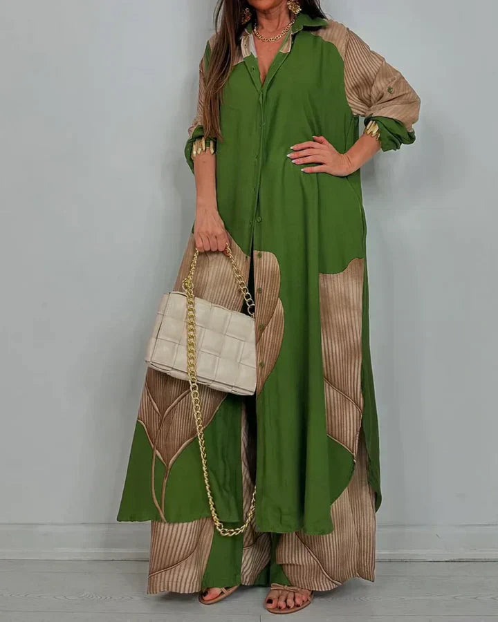 Dames Twee Delige Set Wijde Pijpen en Blouse