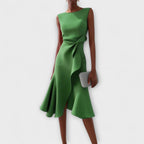 Dames Midi Jurk met Ruffle Zoom en Wikkel Detail