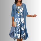 Dames Elegante 2 Delige Midi Jurk Set