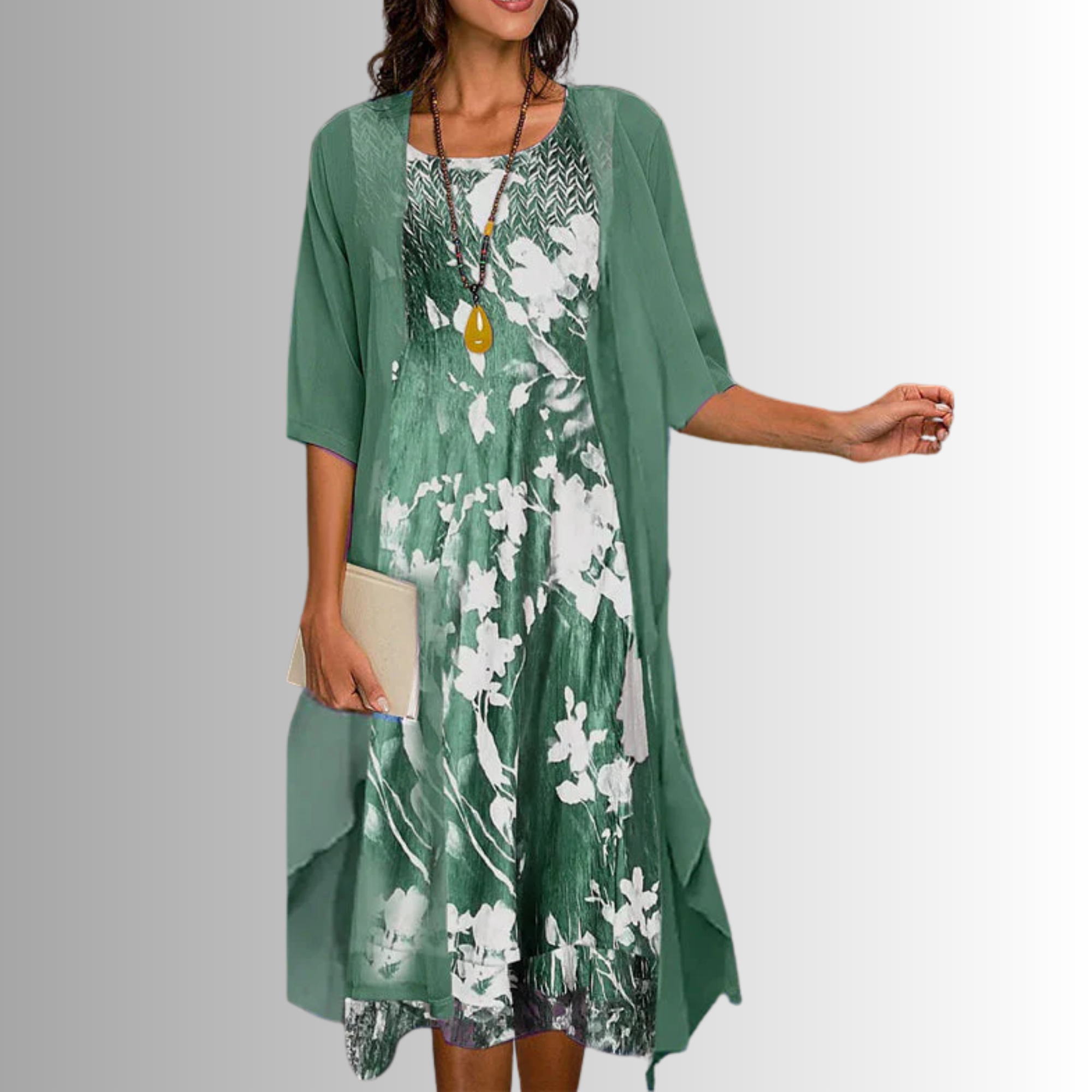 Dames Elegante 2 Delige Midi Jurk Set
