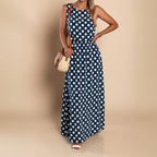 Dames Mouwloze Maxi Jurk Stippenprint