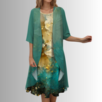Dames Elegante 2 Delige Midi Jurk Set