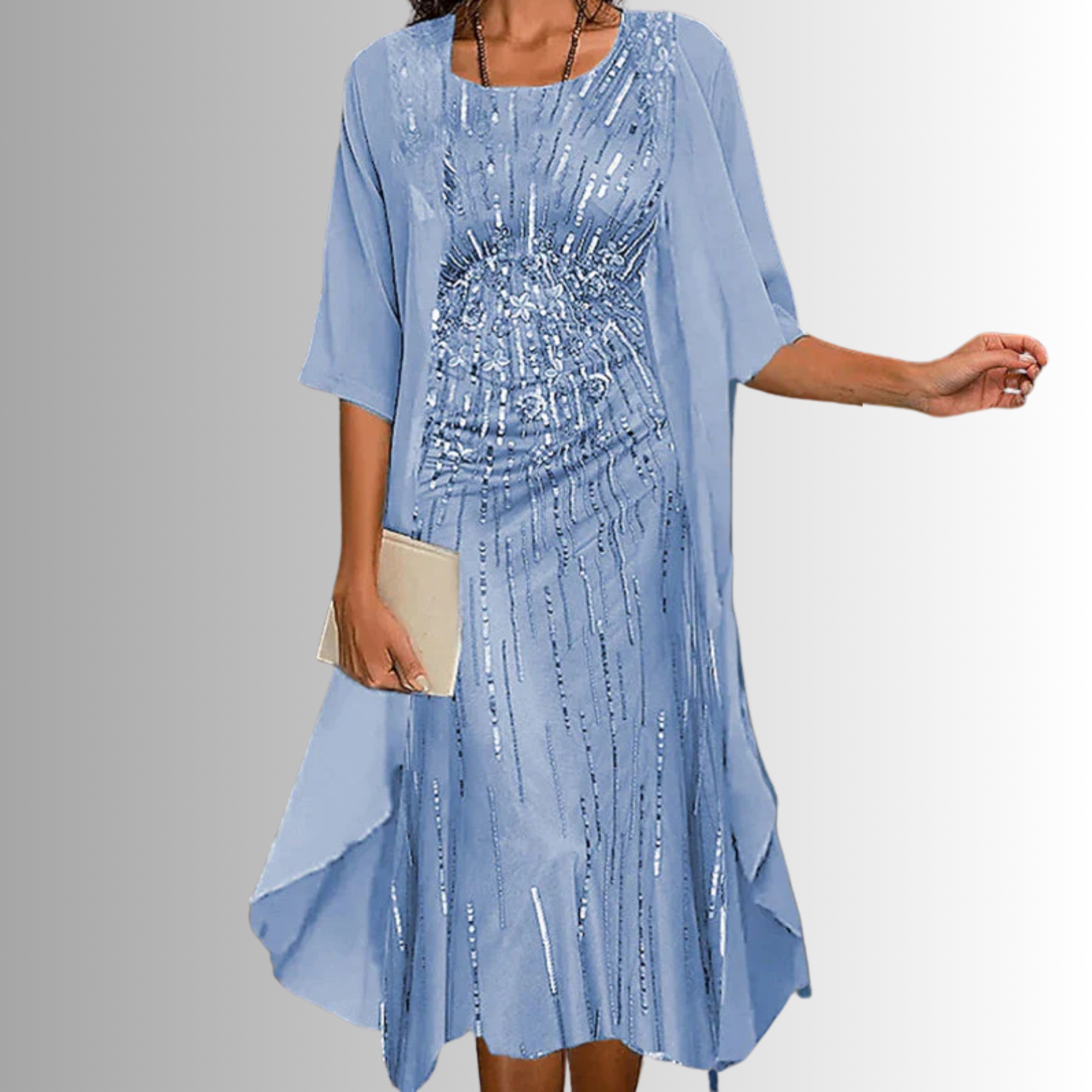 Dames Elegante 2 Delige Midi Jurk Set
