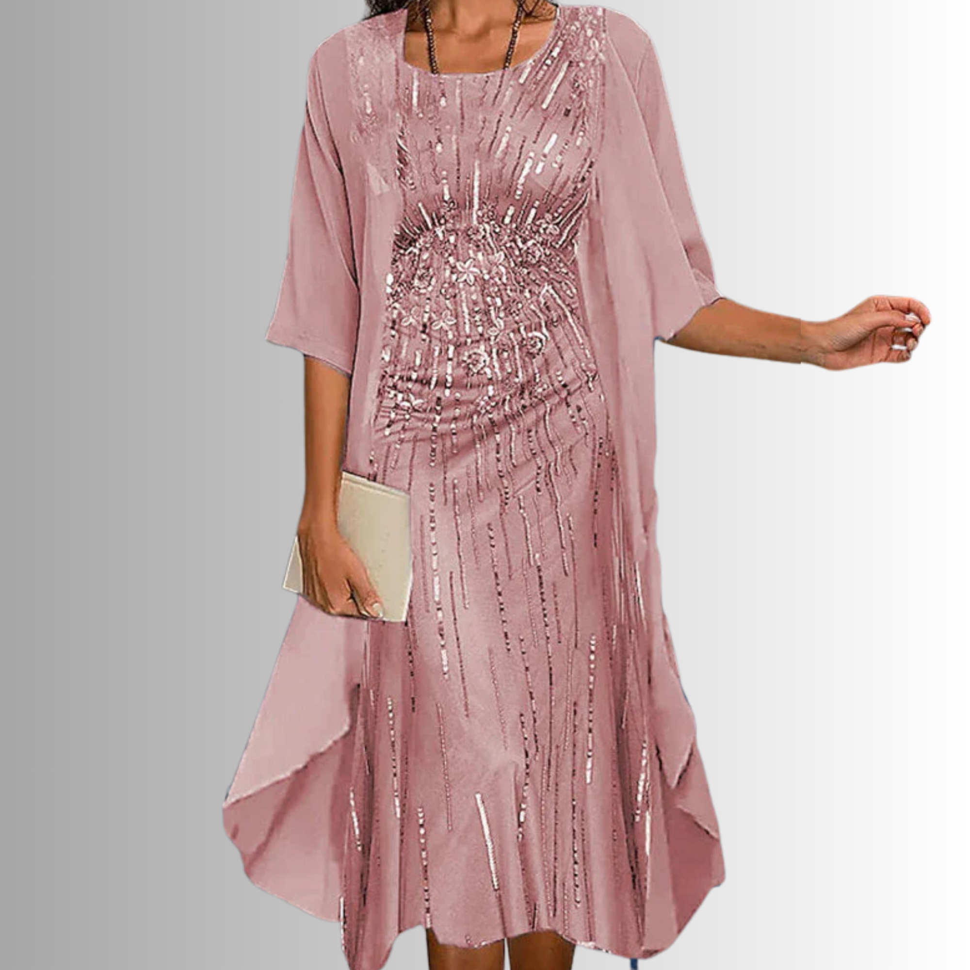 Dames Elegante 2 Delige Midi Jurk Set