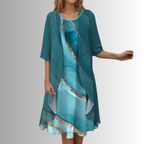 Dames Elegante 2 Delige Midi Jurk Set