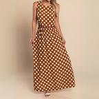Dames Mouwloze Maxi Jurk Stippenprint