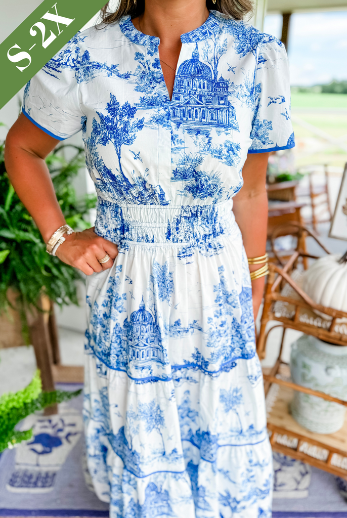 Dames Klassieke Toile Maxi Jurk