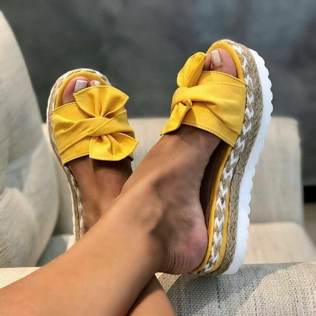 Dames Orthopedische Plateau Sandalen Met Strik