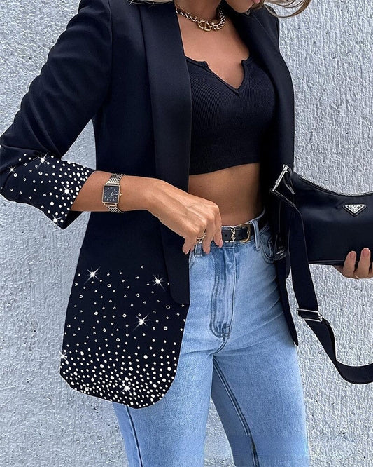 Yanique Blazer | Lange Mouw Bergkristallen Blazer