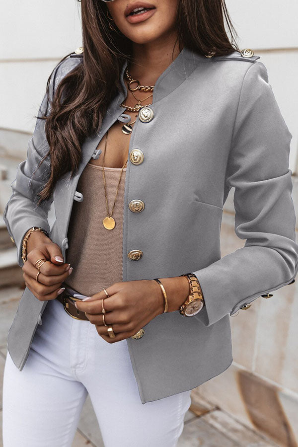 Willene Blazer | Dubbelgerijpte Blazer met Gouden Knopen