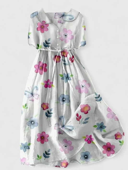 Women's Elegant Floral Print Midi Dress