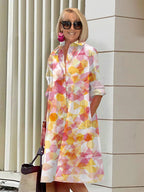Dames Geometrische Shirt Midi Jurk