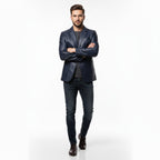 Heren Lange Leren Jas Relaxed Fit