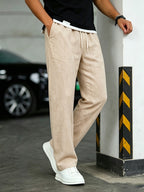Heren Casual Broek met Trekkoord en Linnen Look Montarello