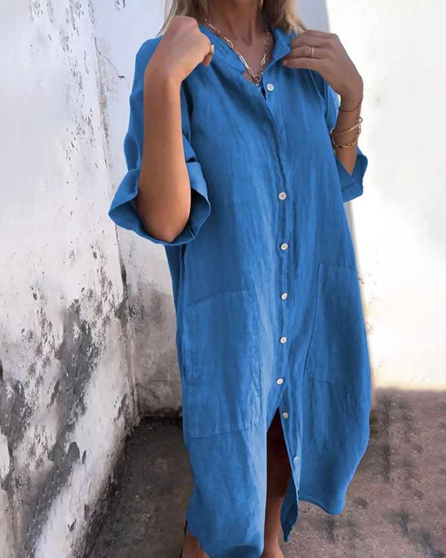Dames Shirt Midi Jurk Elegant