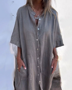 Dames Shirt Midi Jurk Elegant
