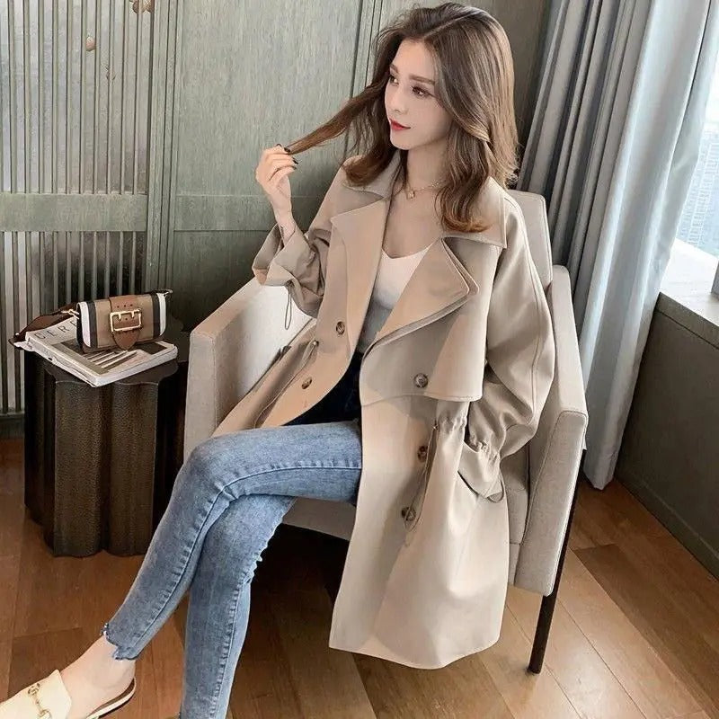 Alycia Jas | Dames Herfst Double-Breasted Trenchcoat