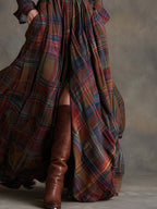 Dames Klassieke Shirt Maxi Jurk met Knopen