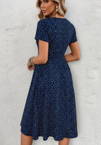 Dames Midi Jurk Stippenprint met Knopen