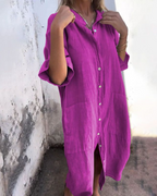 Dames Shirt Midi Jurk Elegant