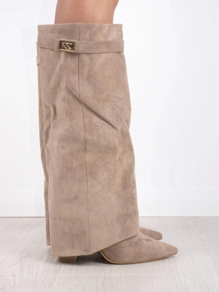 Dames Suède Boots met Gouden Details