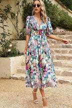 Dames Midi Jurk Bloemenprint Elegant