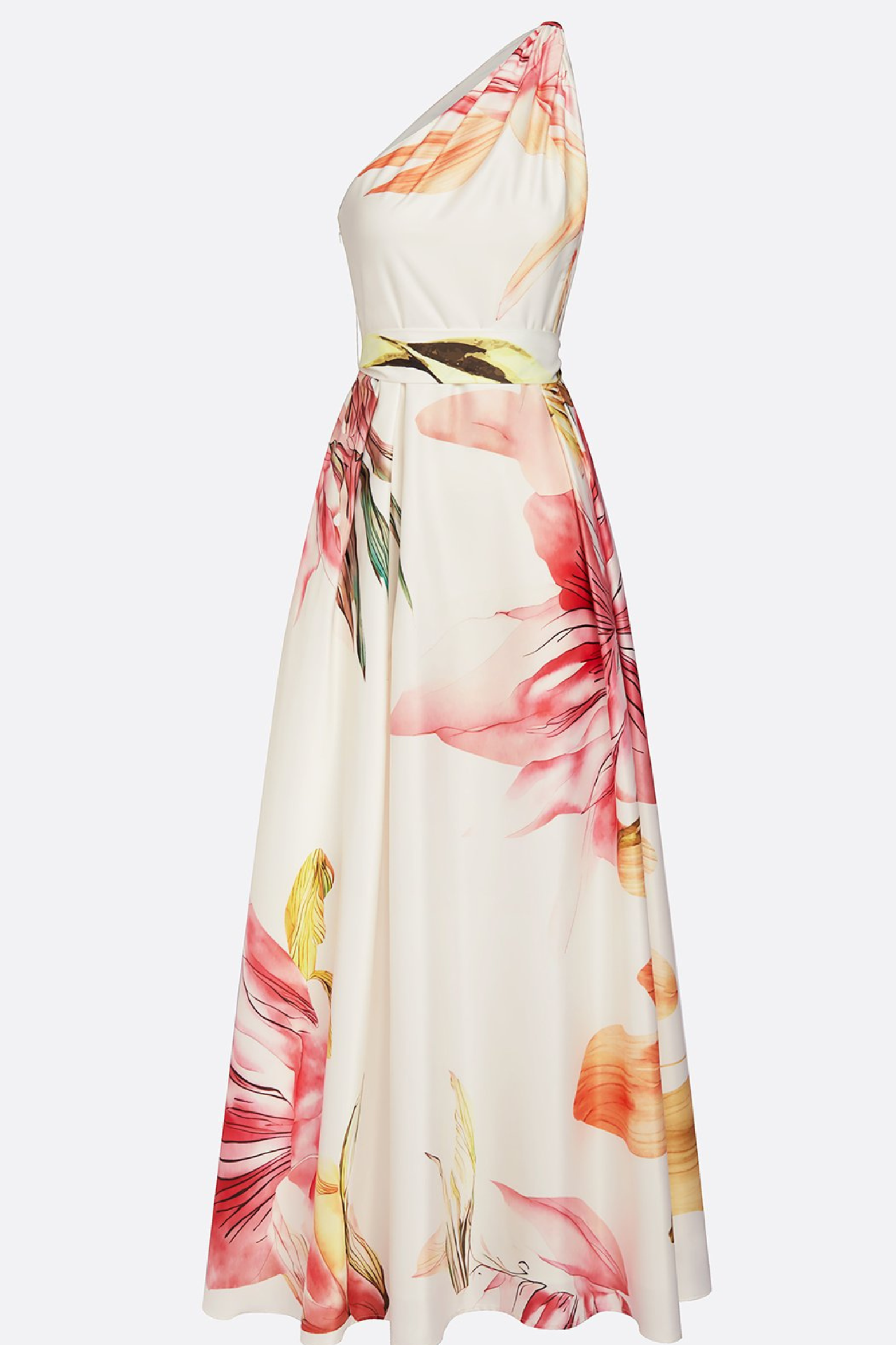 Dames Satijnen One Shoulder Maxi Jurk