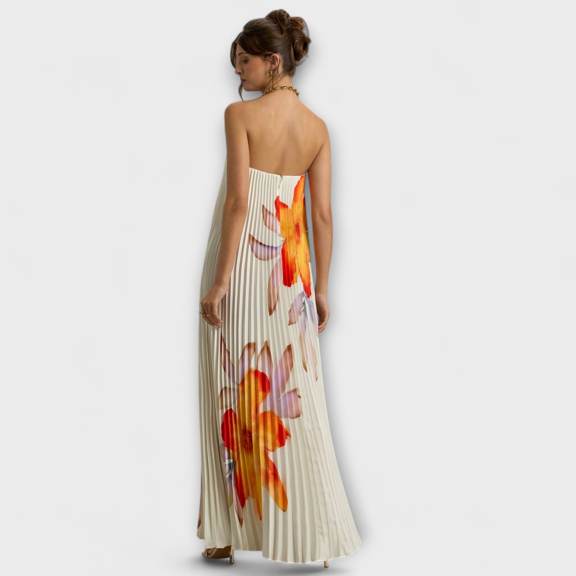 Women's Floral Print Maxi Dress with Sweetheart Neckline