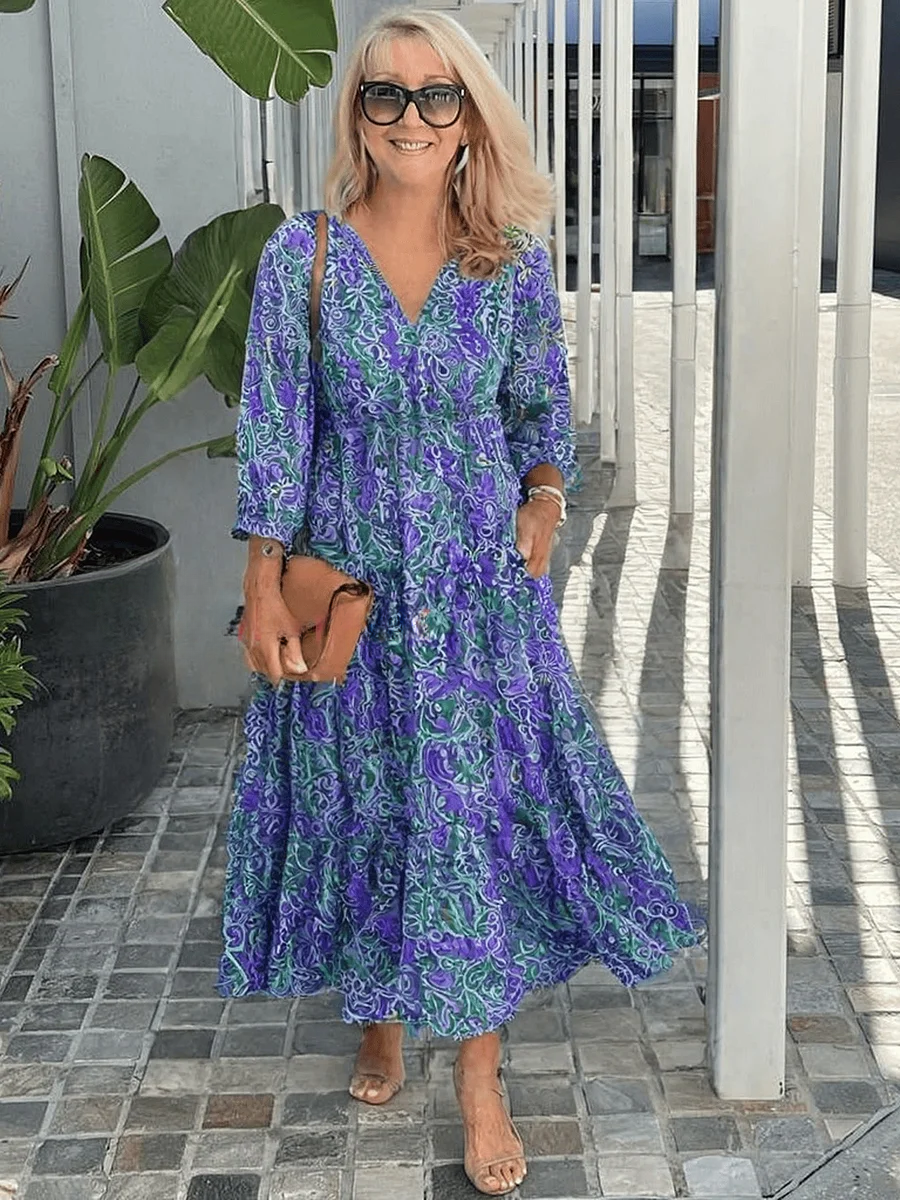 Women's Bohemian Floral Print Maxi Dress