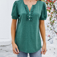 Vasila Blouse | Dames Herfst Blouse met Korte Mouwen, Knopen en Pofmouwen