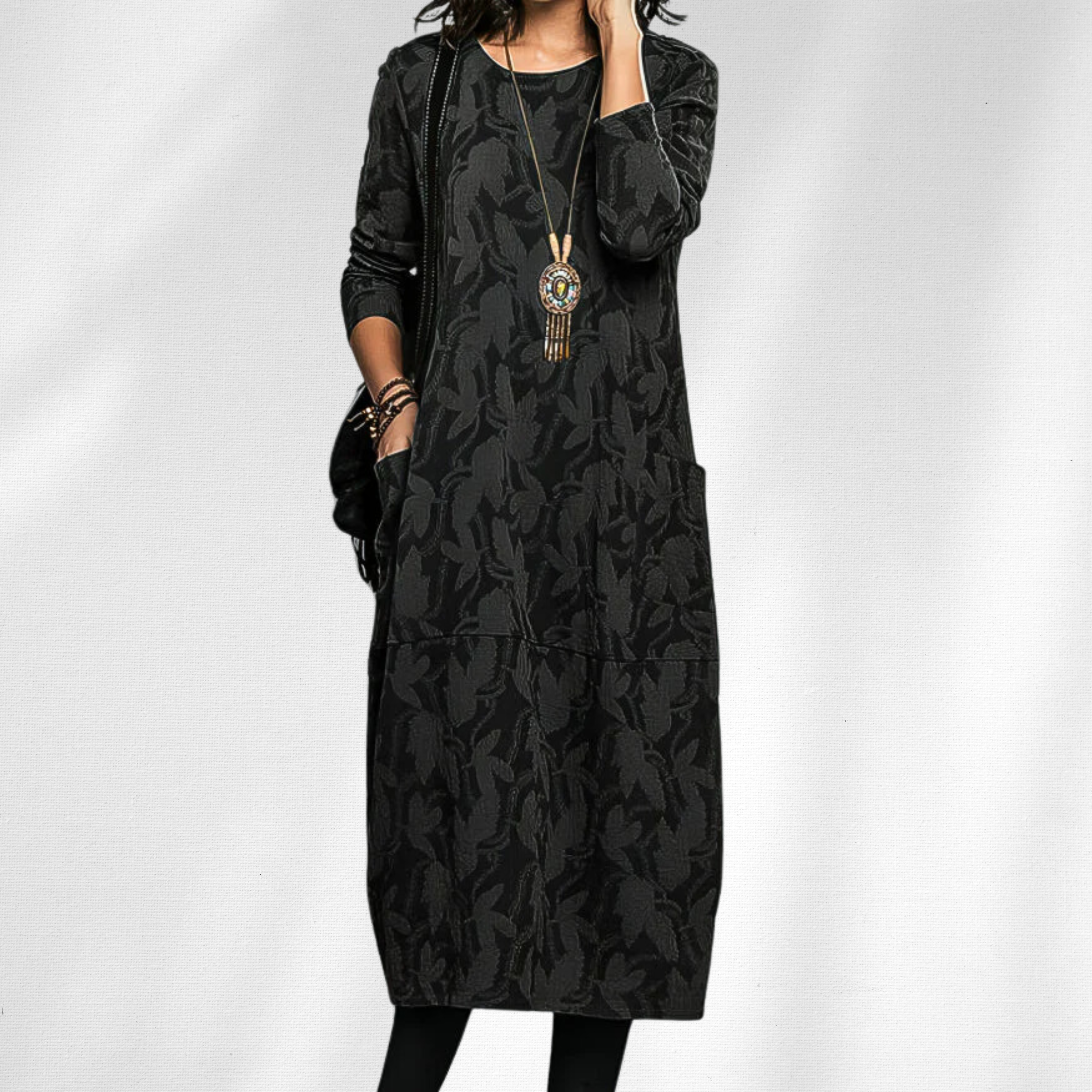 Dames Winter Midi Jurk Lange Mouwen