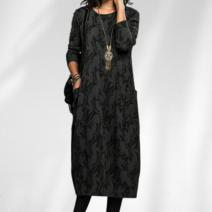 Dames Winter Midi Jurk Lange Mouwen