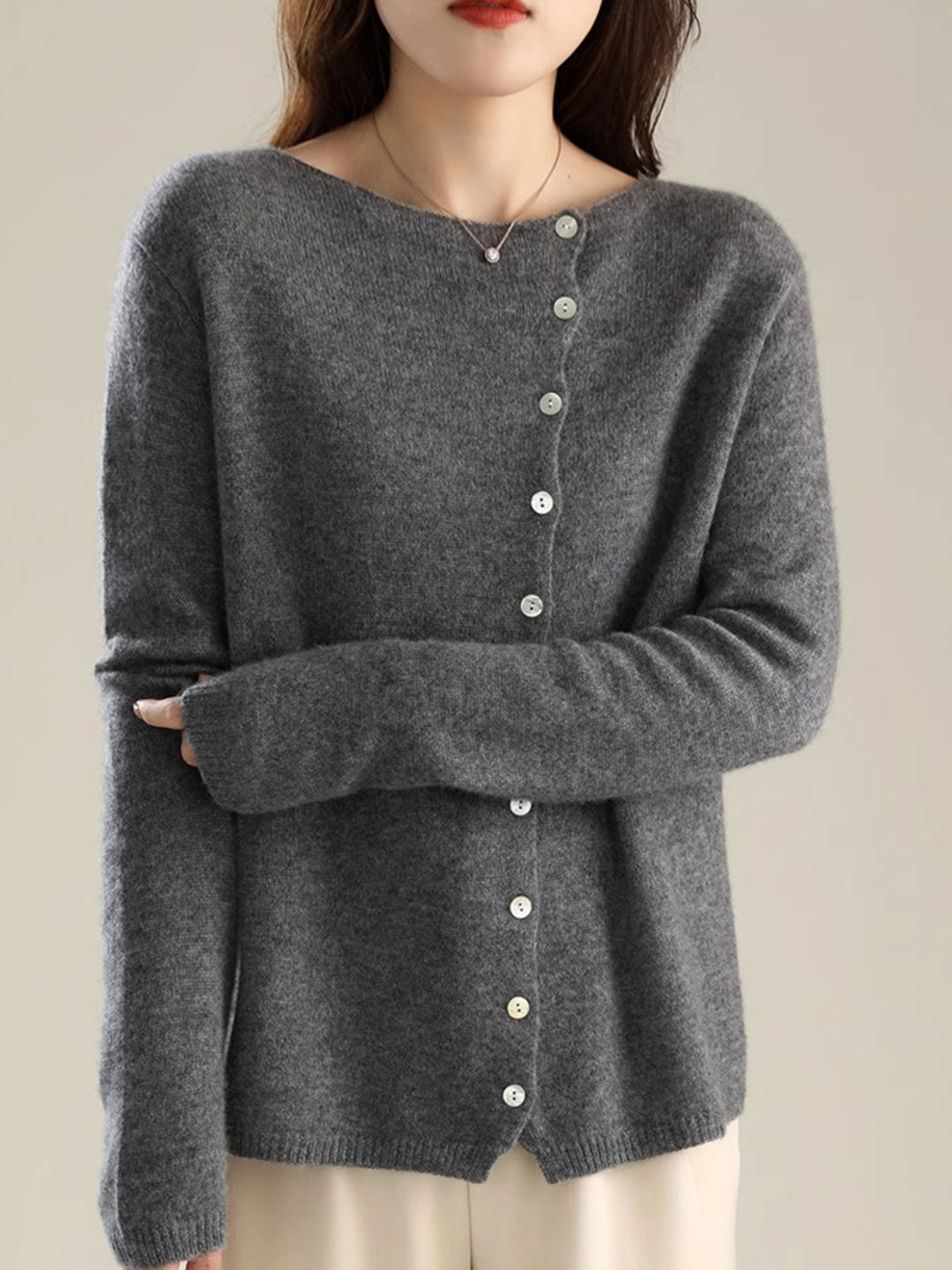 Willianne Vest | Losse Crewneck Knopen Vest