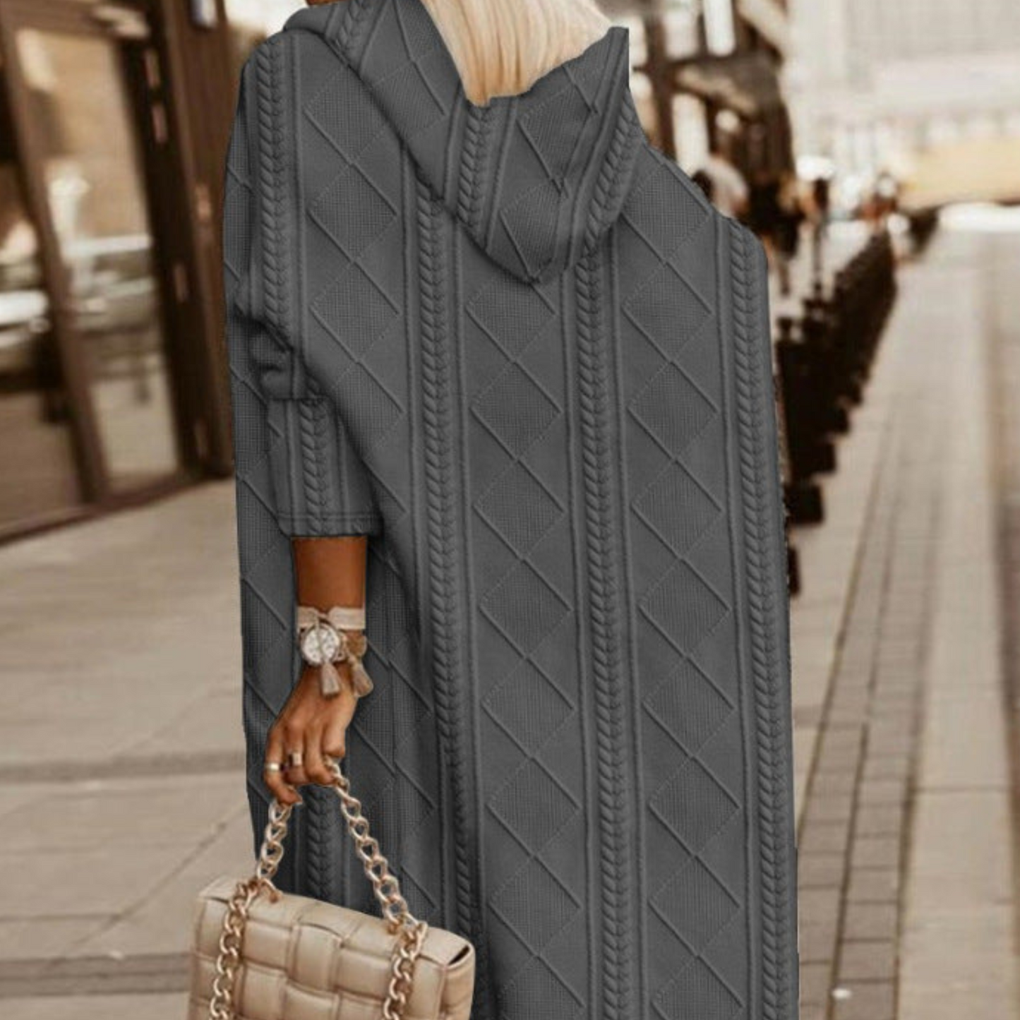 Bailee Vest | Dames Herfst Lange Gebreide Jas met Capuchon