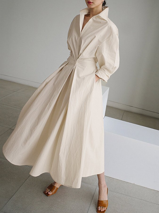Vicki Jurk | Dames Herfst Elegante Maxi Jurk met Zwierige Pasvorm