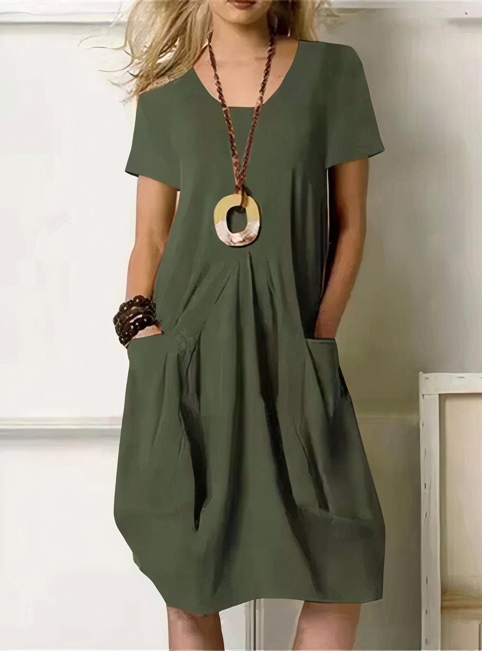 Dames Midi Jurk Relaxed Fit